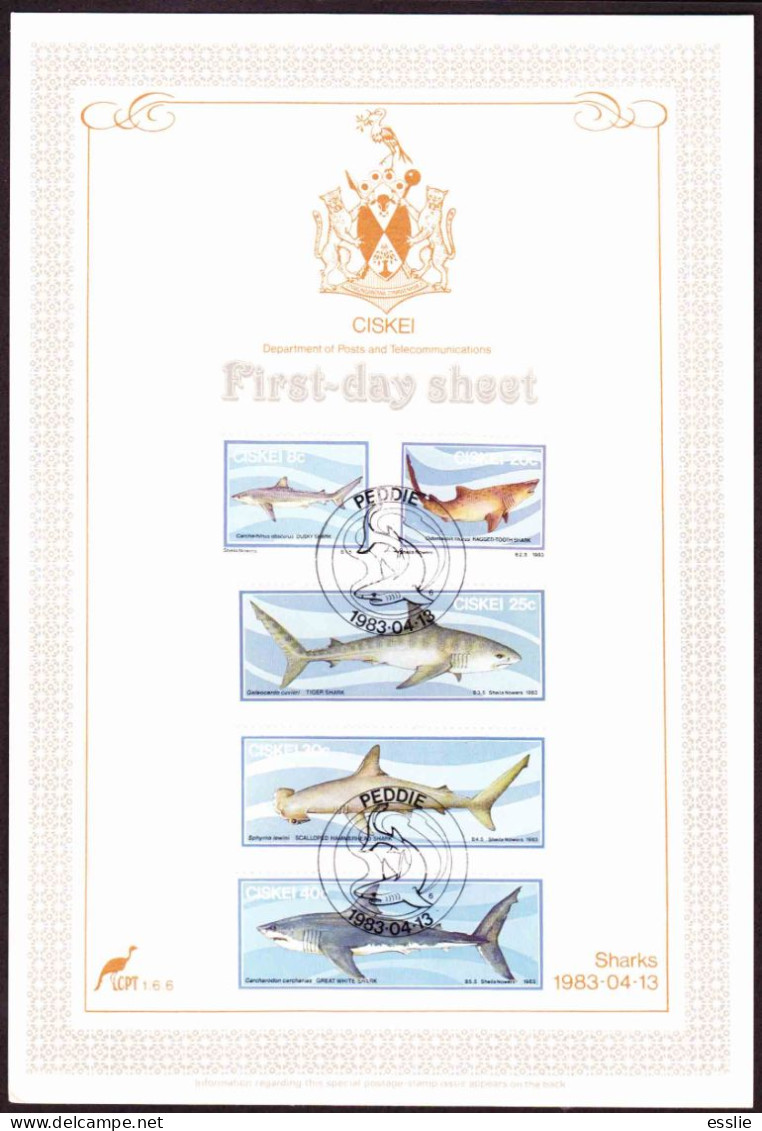 Ciskei - 1983 - Sharks Fish - First Day Sheet - Medium - Ciskei