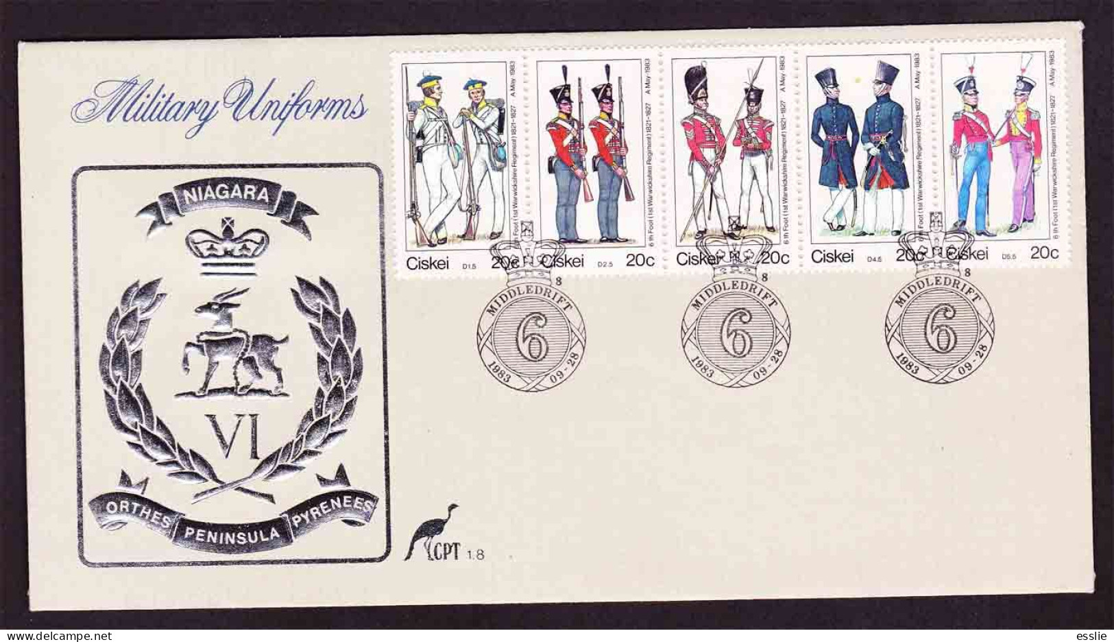 Ciskei - 1983 - Military Uniforms - 6th Foot 1st Warwickshire Regiment - First Day Cover - Small - Ciskei