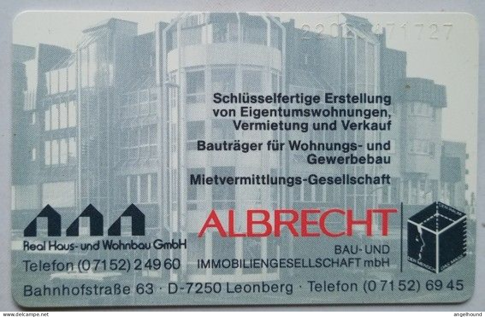 Germany 20 Units  MINT ODS K 746  02.92 2000 Mintage - Albrecht Bau Und Immobiliengesellschaft Mbh - K-Series : Serie Clientes