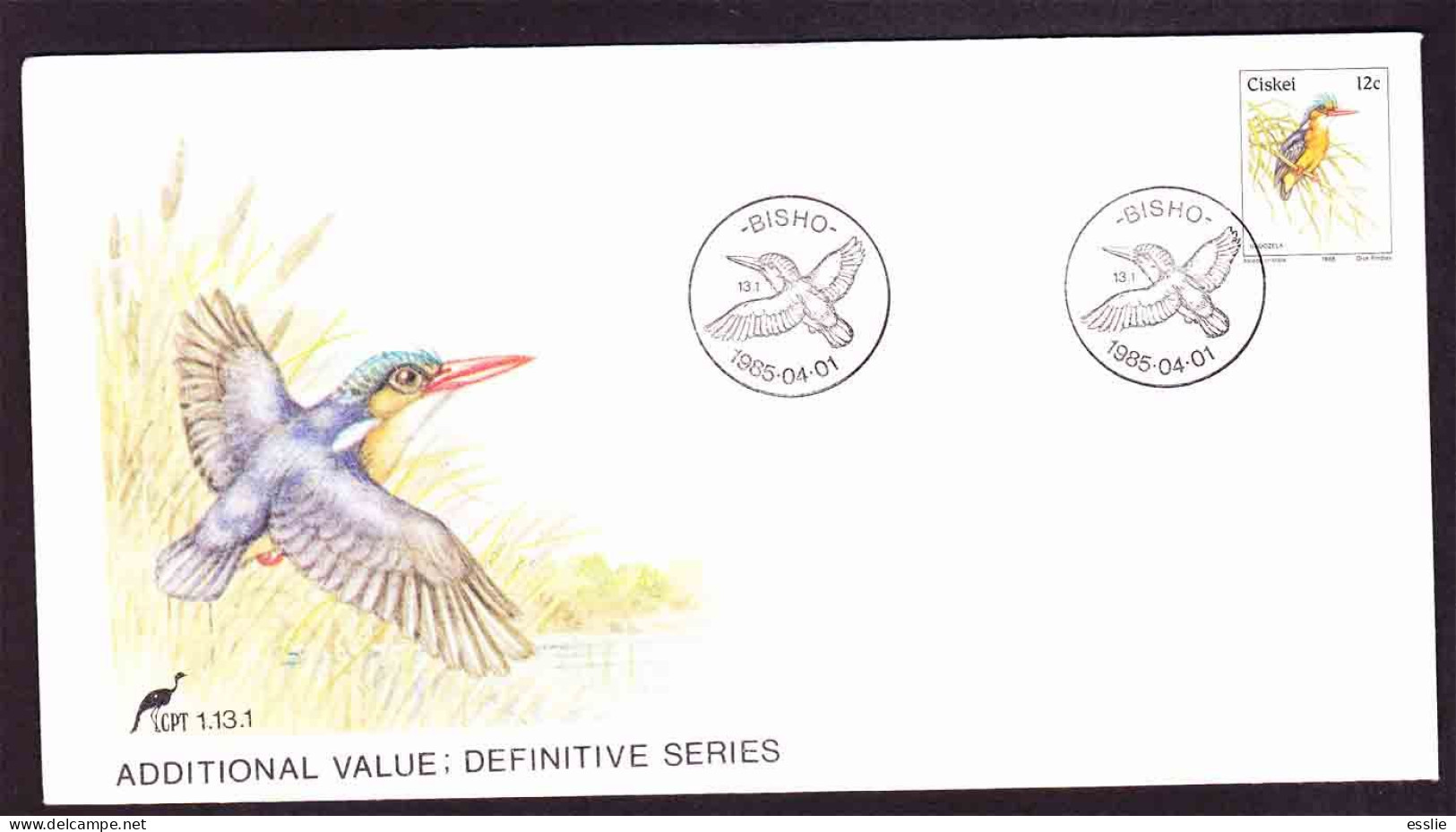 Ciskei - 1985 (1981) - Birds First Definitive - Additional Value - Malachite Kingfisher - First Day Cover - Small - Ciskei