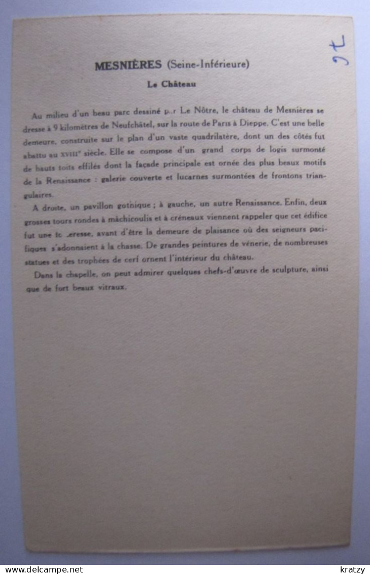 FRANCE - SEINE MARITIME - MESNIERES-en-BRAY - Le Château - Mesnières-en-Bray