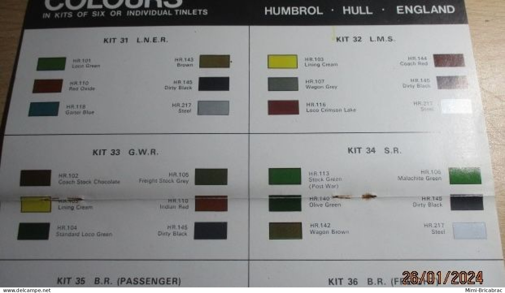 CAGI Rare Années 70/80 Nuancier Couleurs Peinture HUMBROL "Authentic Railway Colours" 48 Teintes - Trains