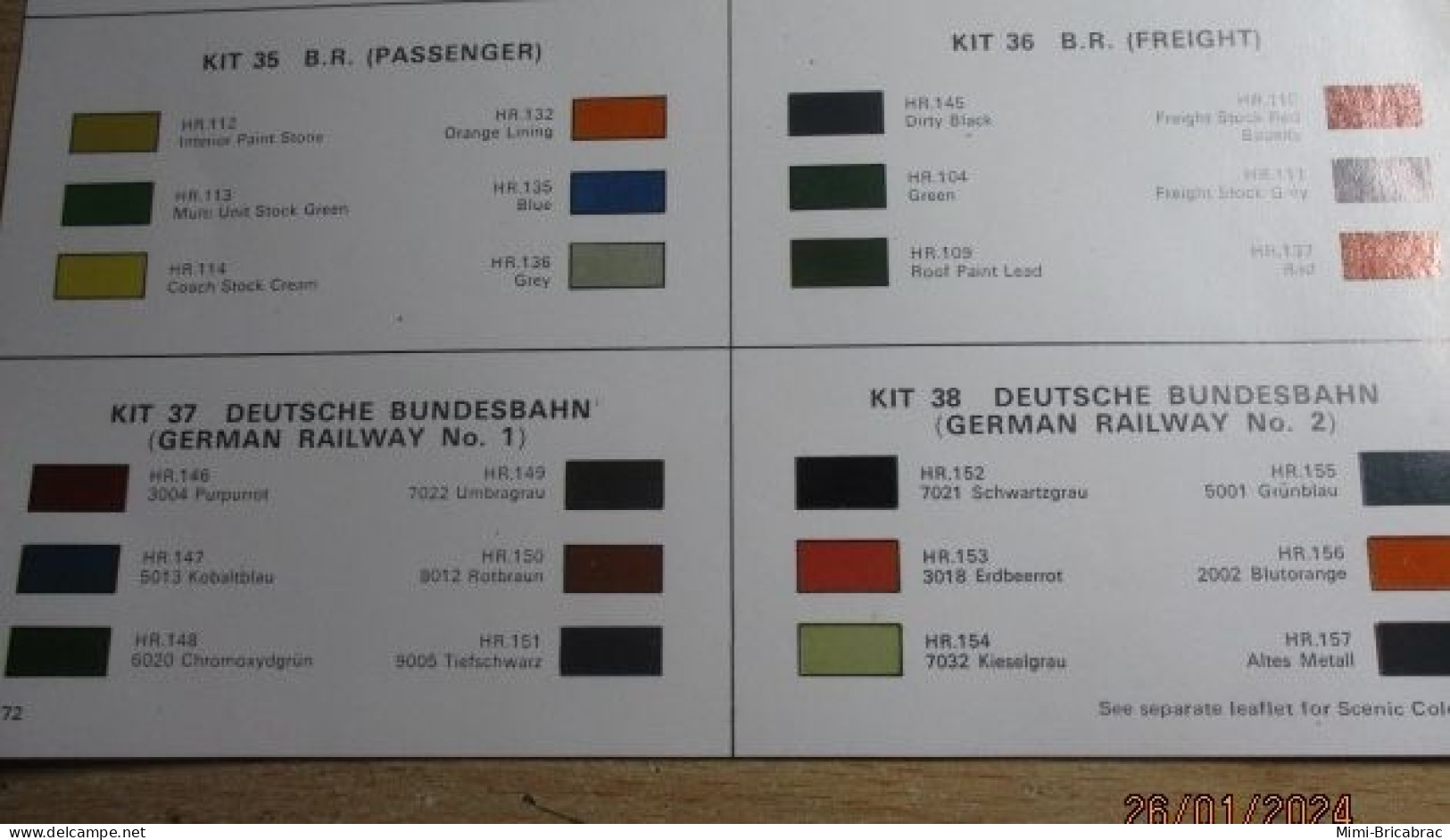 CAGI Rare Années 70/80 Nuancier Couleurs Peinture HUMBROL "Authentic Railway Colours" 48 Teintes - Trains