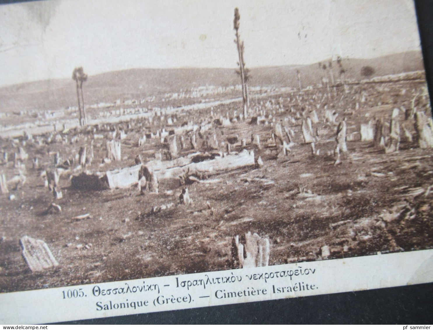 Griechenland 1919 PK Jukaika / Salonique (Grece) Cimetiere Israelite / Friedhof Nach London England Gesendet - Briefe U. Dokumente