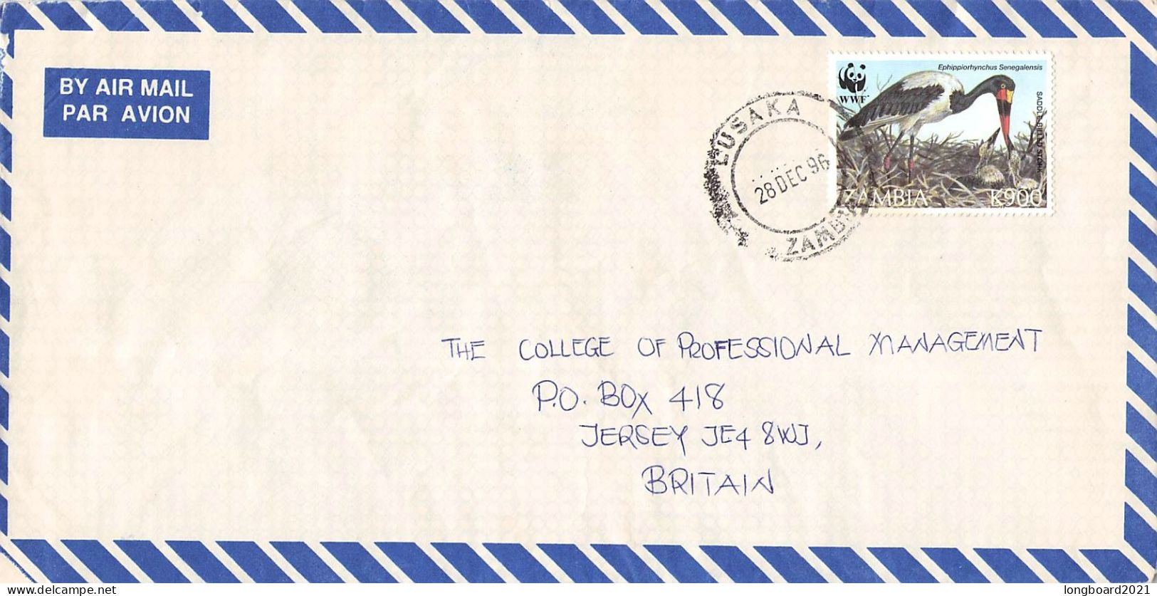 ZAMBIA - AIRMAIL 1996 LUSAKA - JERSEY/GB / 4611 - Zambia (1965-...)