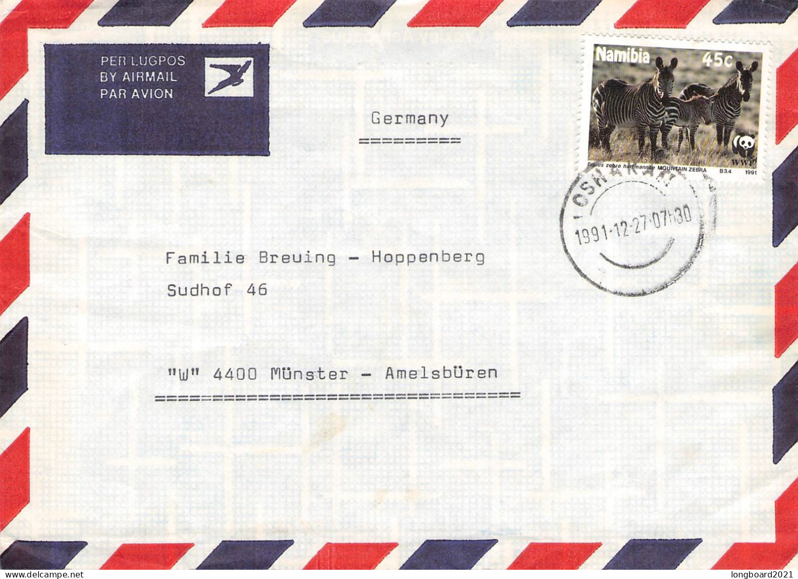 NAMIBIA - AIRMAIL 1991 - MÜNSTER/DE / 4621 - Namibië (1990- ...)