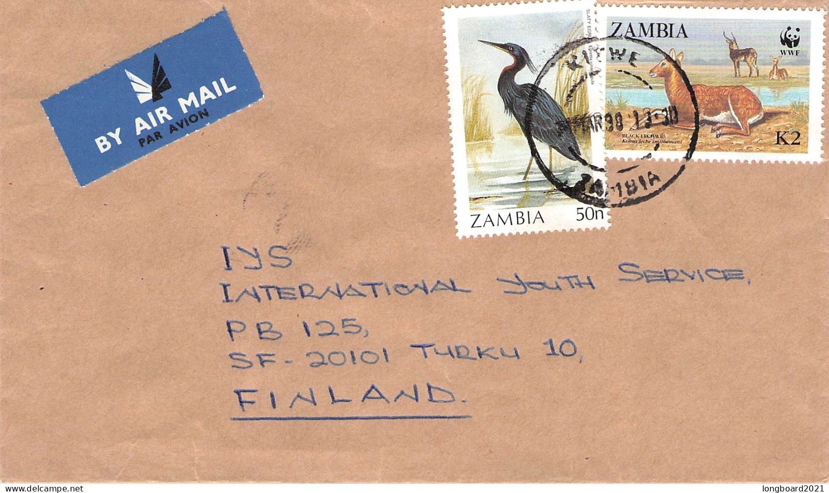 ZAMBIA - AIRMAIL 1990 - TURKU/FI / 4622 - Zambie (1965-...)