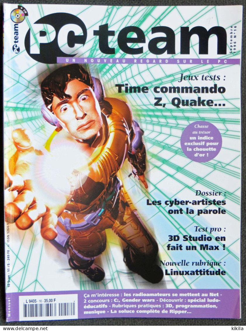 Journal Revue Informatique PC TEAM N° 16 Septembre 1996 Tests: Time Commando, Z, Quake... 3D Studio -Linuxattitude - * - Informática