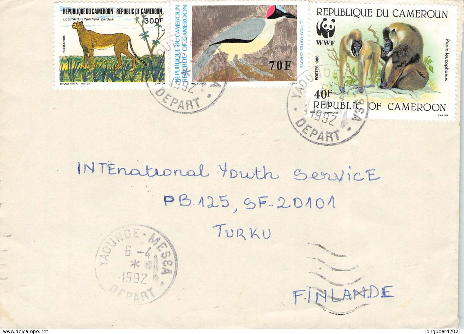 CAMEROON - AIRMAIL 1992 - TURKU/FI / 4626 - Kamerun (1960-...)