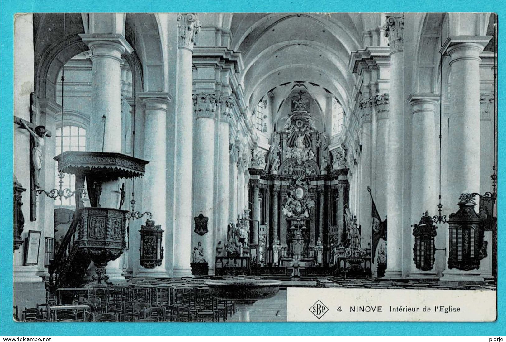 * Ninove (Oost Vlaanderen) * (SBP, Nr 4) Intérieur De L'église, Binnenzicht In De Kerk, Chaire De Vérité, Autel, Old - Ninove