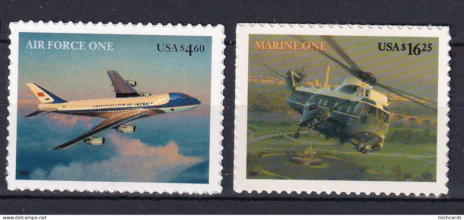 258 ETATS UNIS 2007 - Y&T 3924/25 Adhesif - Avion Helicoptere - Neuf ** (MNH) Sans Trace De Charniere - Ungebraucht