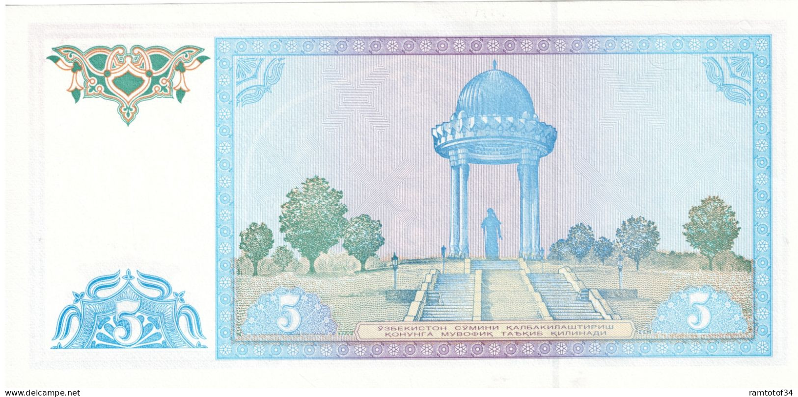 OUZBÉKISTAN - 5 Soʻm 1994 UNC - Usbekistan