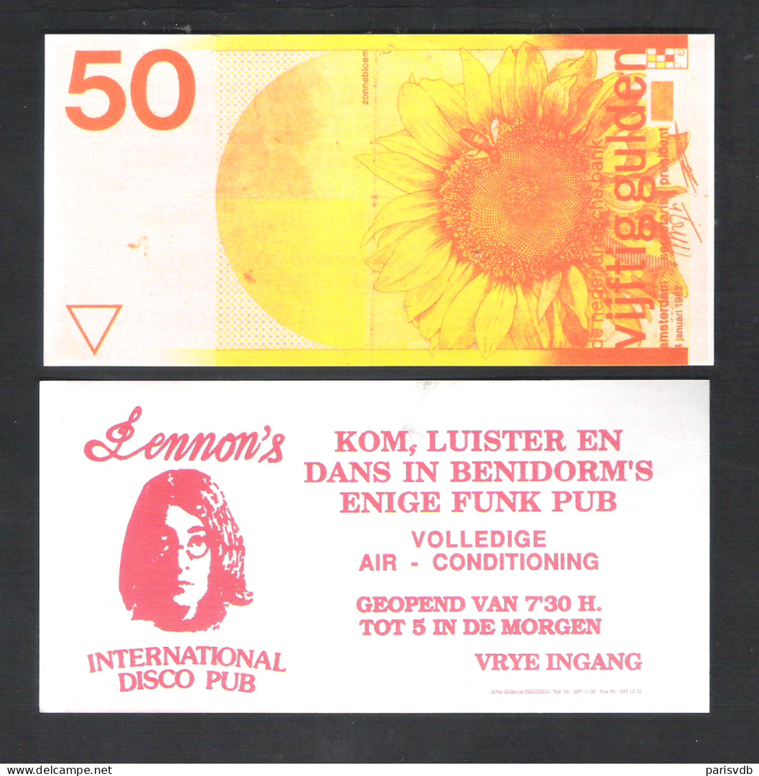 BANKBILJET 50 GULDEN - ZONNEBLOEM - LENNON'S INTERNATIONAL DISCO PUB    (BB 15) - [6] Specimen