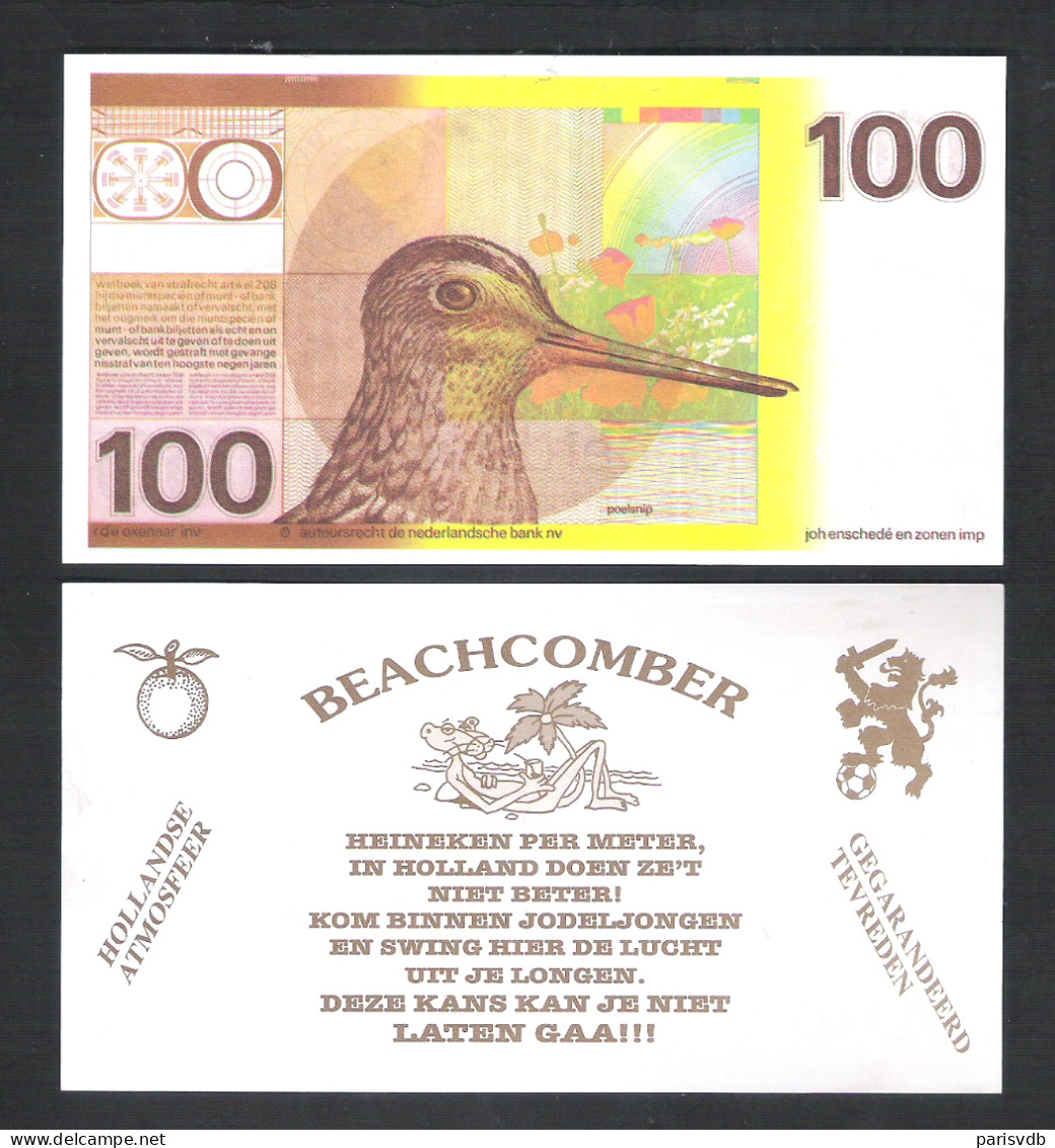 BANKBILJET 100 GULDEN - POELSNIP - BEACHCOMBER - HEINEKEN PER METER   (BB 16) - [6] Fakes & Specimens