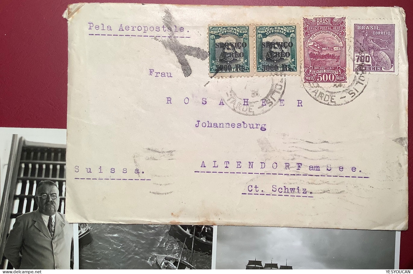 AÉROPOSTALE 1933 Air Mail Cover Petropolis>Altendorf Am See (SZ Schweiz Luftpost Photo Serviço Aereo Brazil Brief Lettre - Luftpost