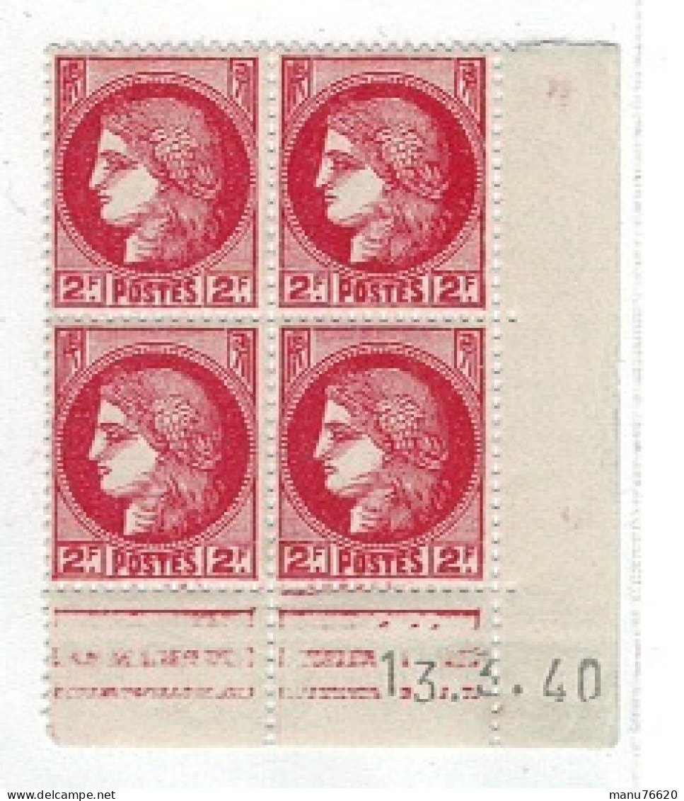 Timbre Lot De 4 Unités- Type CERES Dentelés 14 X 13 1/2 2 Francs Rose/ Rouge 13,3 1940 - 1945-47 Ceres De Mazelin