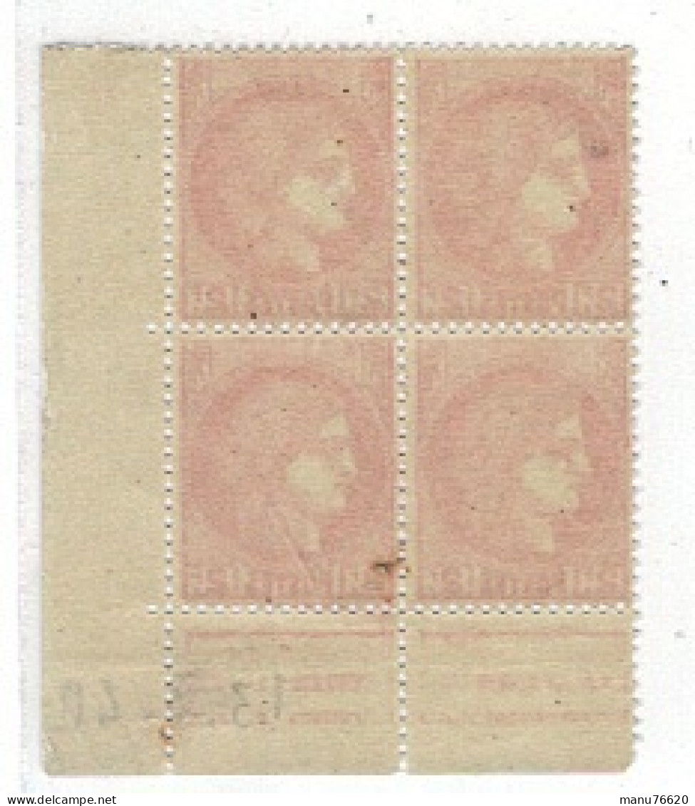 Timbre Lot De 4 Unités- Type CERES Dentelés 14 X 13 1/2 2 Francs Rose/ Rouge 13,3 1940 - 1945-47 Ceres De Mazelin