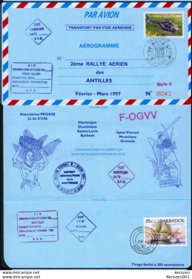 (0101) Aérogramme Raid Aérien Des Antilles 1997 - 1960-.... Used