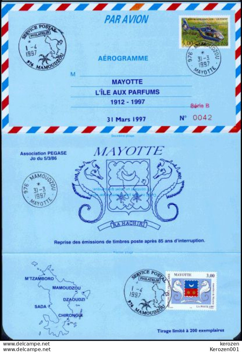 (0097) Mayotte Aérogramme Reprise Des émissions 1996 - Other & Unclassified