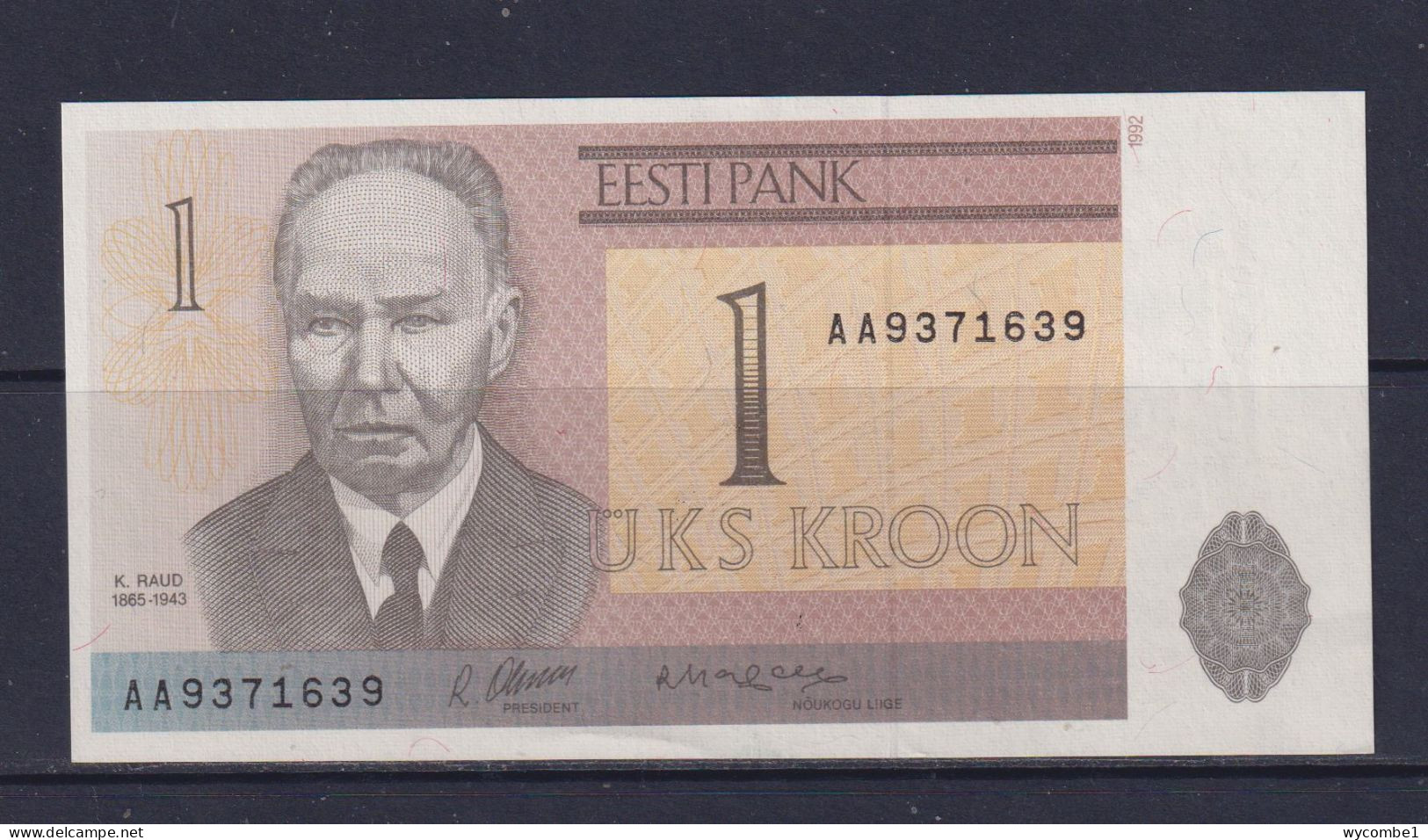 ESTONIA - 1992 1 Kroon AUNC Banknote - Estonie