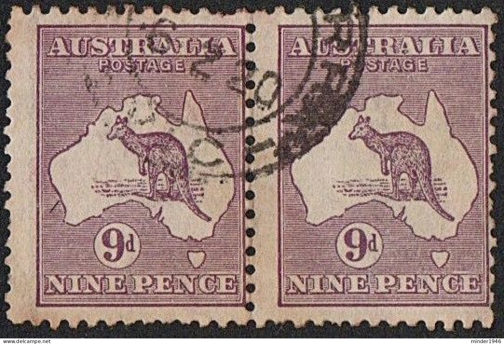 AUSTRALIA 1916 KGV 9d Violet Die II Horizontal Pair SG39 Used - Used Stamps