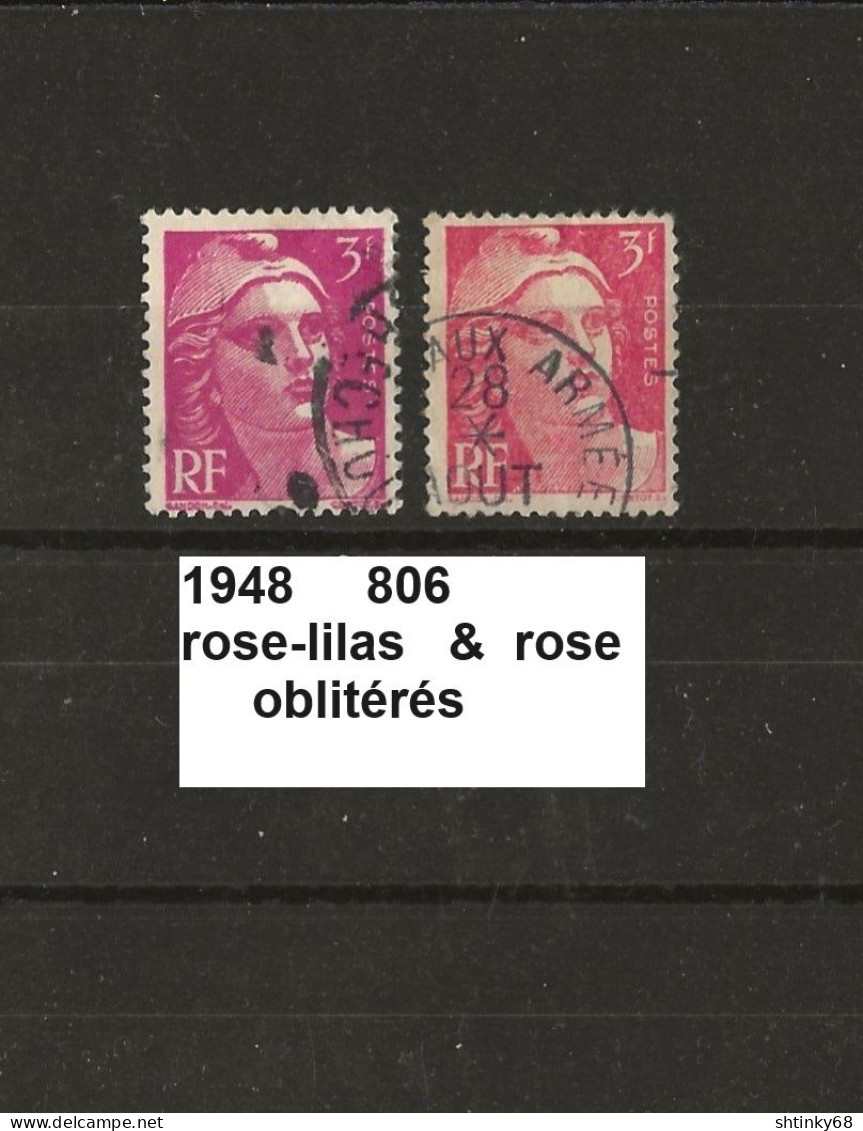 Variété De 1948 Oblitérés Y&T N° 806 Nuance De Couleur - Oblitérés