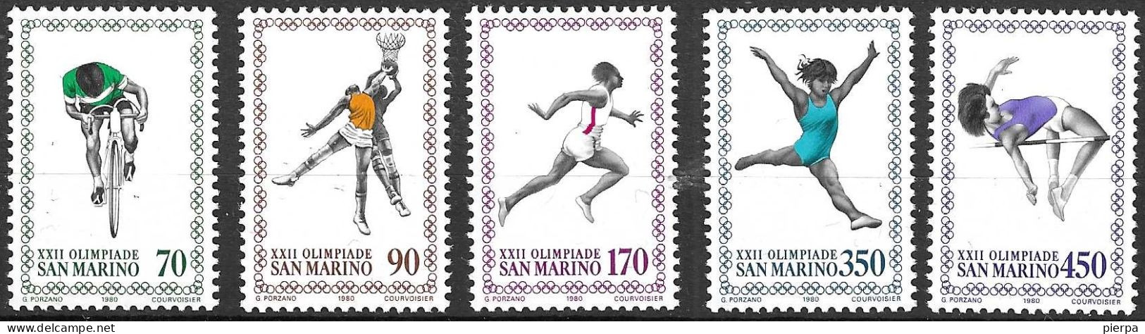 SAN MARINO - 1980 - OLIMPIADI DI MOSCA - SERIE 5 VALORI - NUOV0 MNH** ( YVERT 1013\7 - MICHEL 1214\8- SS 1158/62) - Unused Stamps