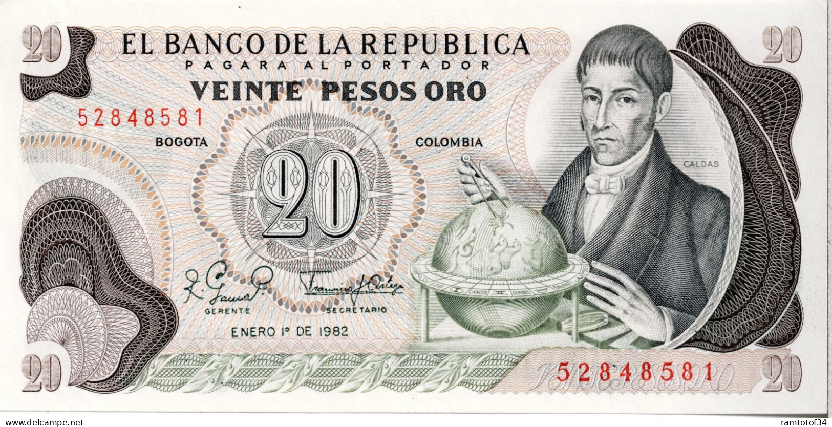 COLOMBIE - 20 Pesos Oro 1982 UNC - Colombie