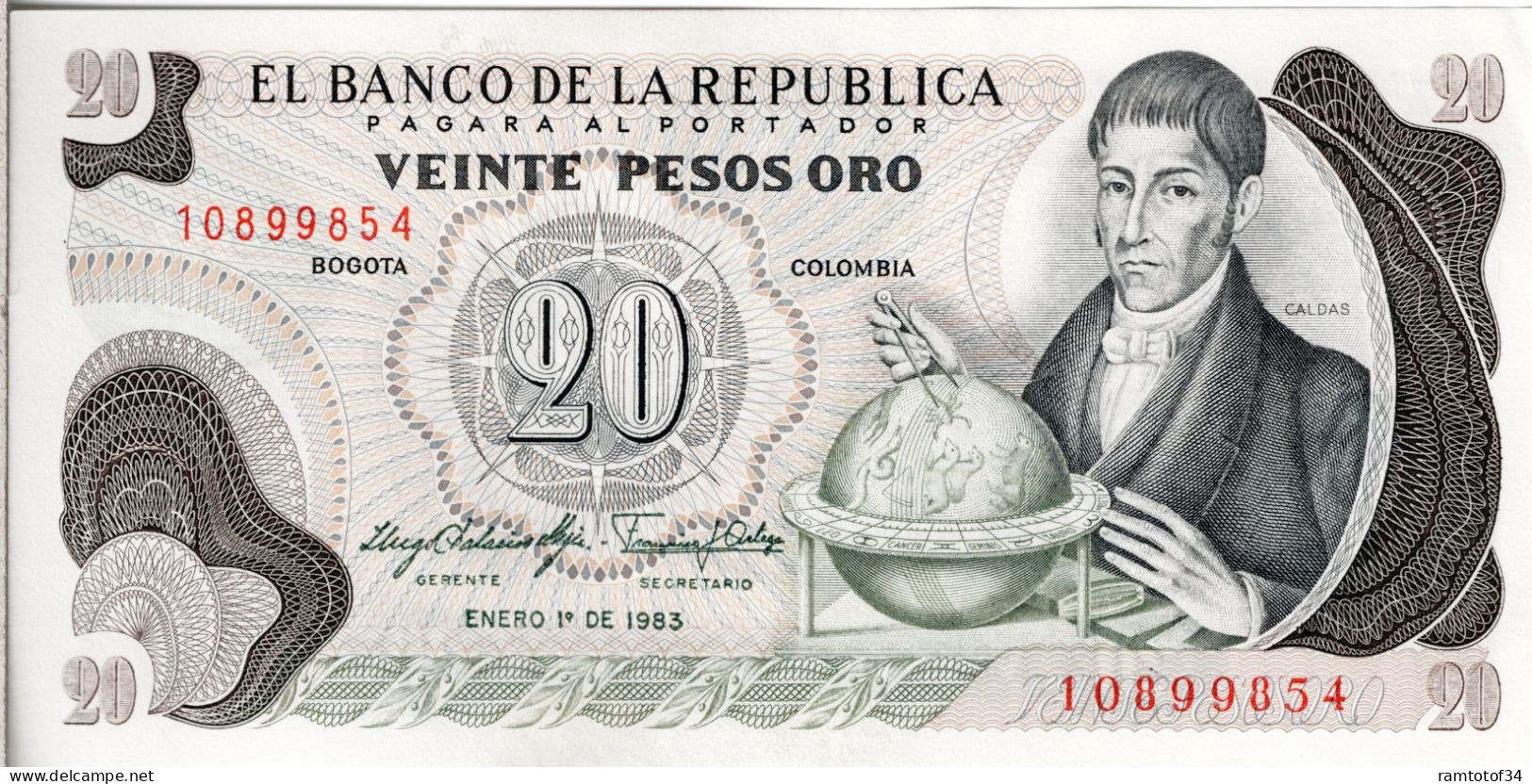 COLOMBIE - 20 Pesos Oro 1983 UNC - Kolumbien