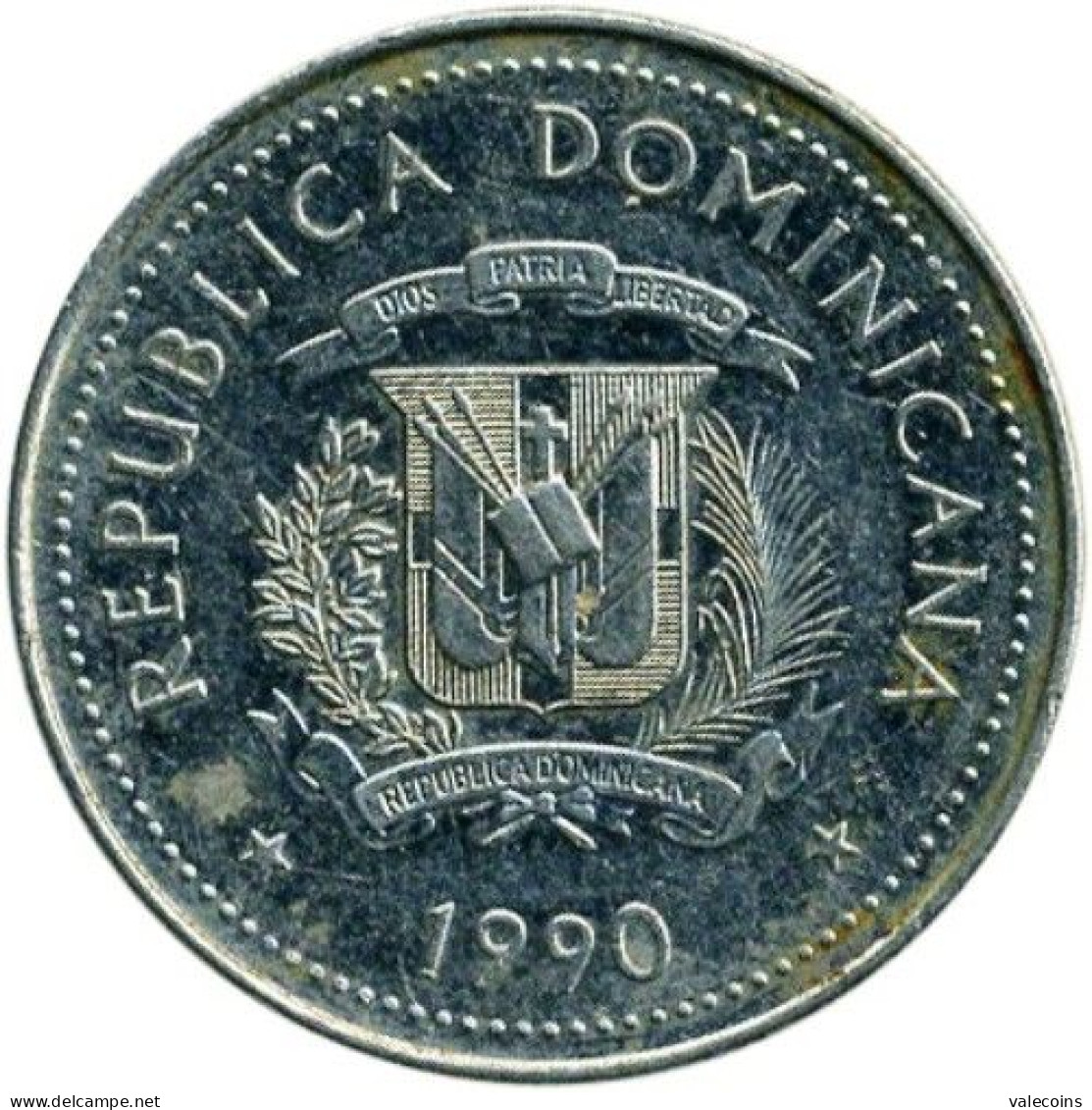 REP.DOMENICANA Republica DOMINICANA - KM  71.2 - 1990 - 25 Centavos - UNC - Dominicaine