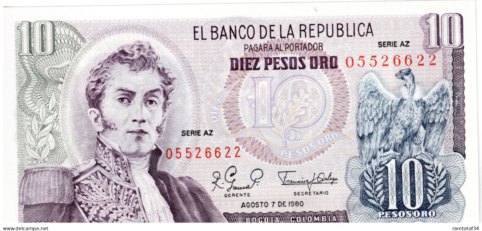 COLOMBIE - 10 Pesos 1980 UNC - Colombie