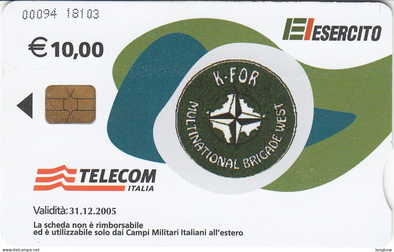 Italia Scheda Telefonica Chip Solo Per Basi Militari - Cod.94 - Usages Spéciaux
