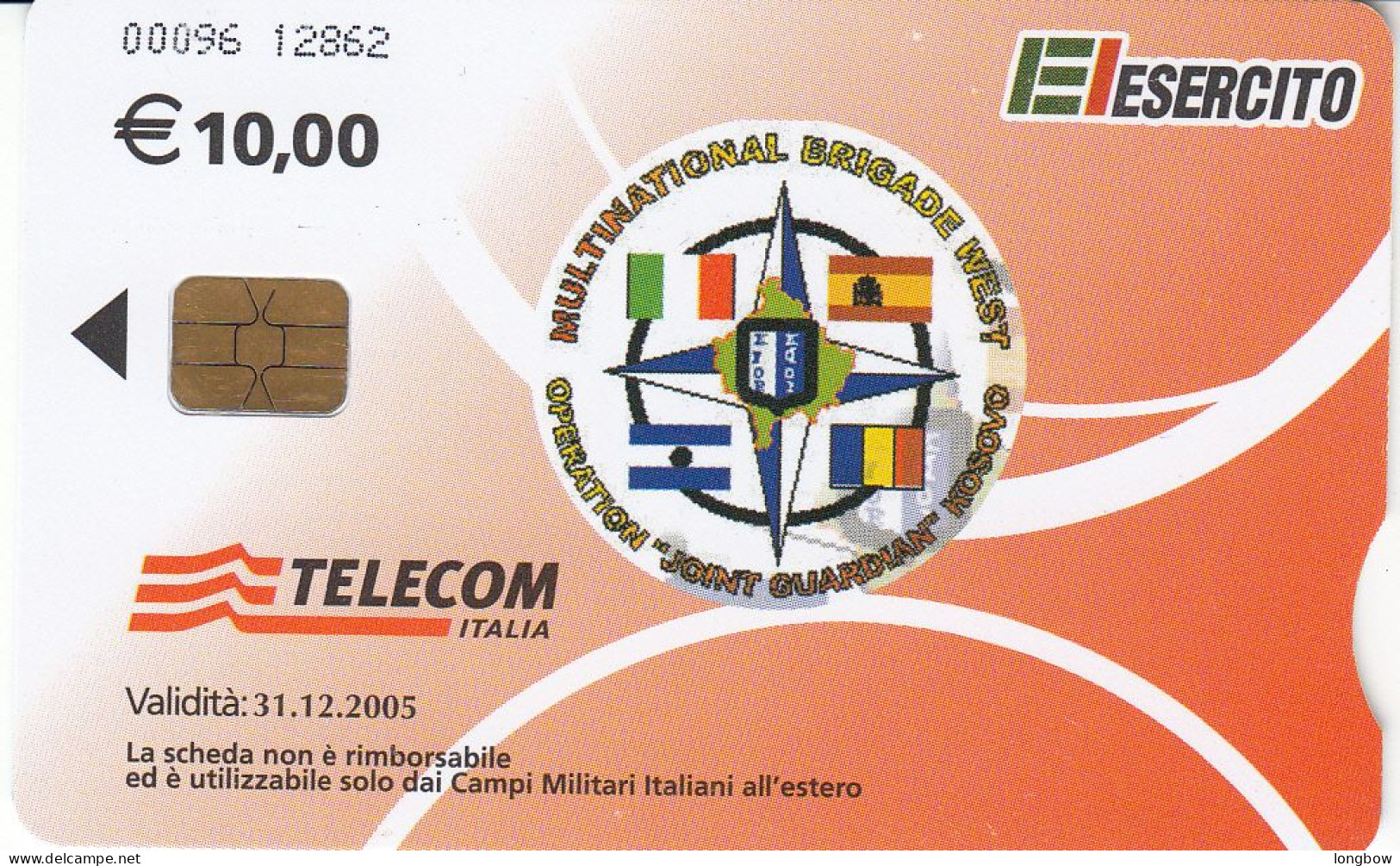 Italia Scheda Telefonica Chip Solo Per Basi Militari - Cod.96 - Usages Spéciaux