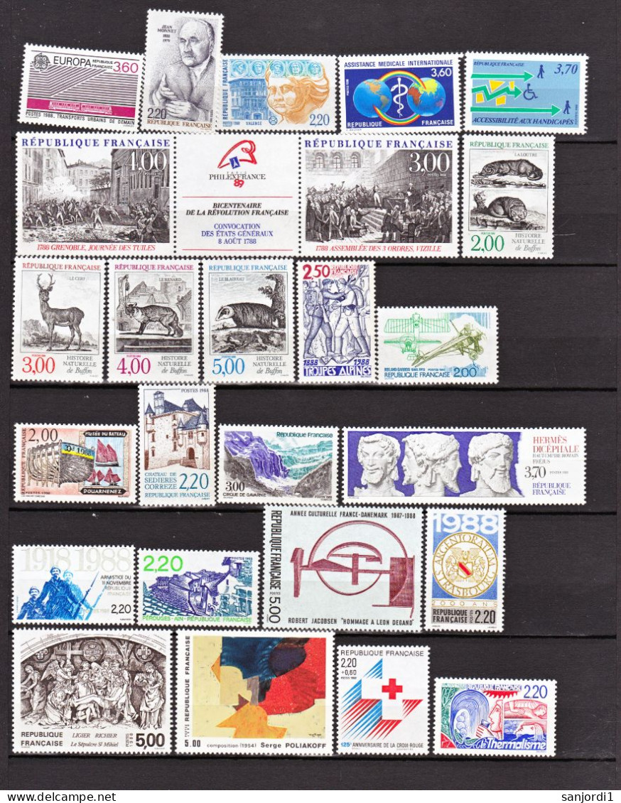 France 1988 2501/2559 Année Poste Neuf ** TB MNH SiN CHARNELa Cote 79 - 1980-1989