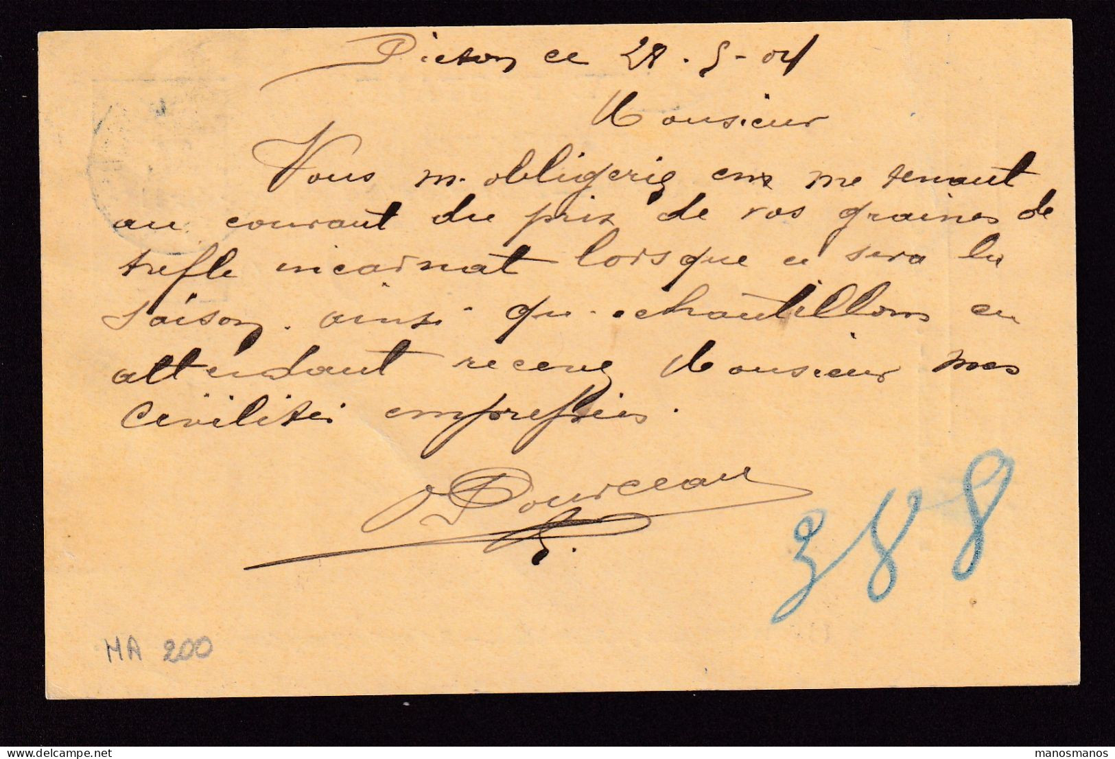 672/40 - Archive Louis MASELIS Roulers -  Entier Postal Armoiries FORCHIES LA MARCHE 1904 - Signé Pourceau (!!) - Postcards 1871-1909