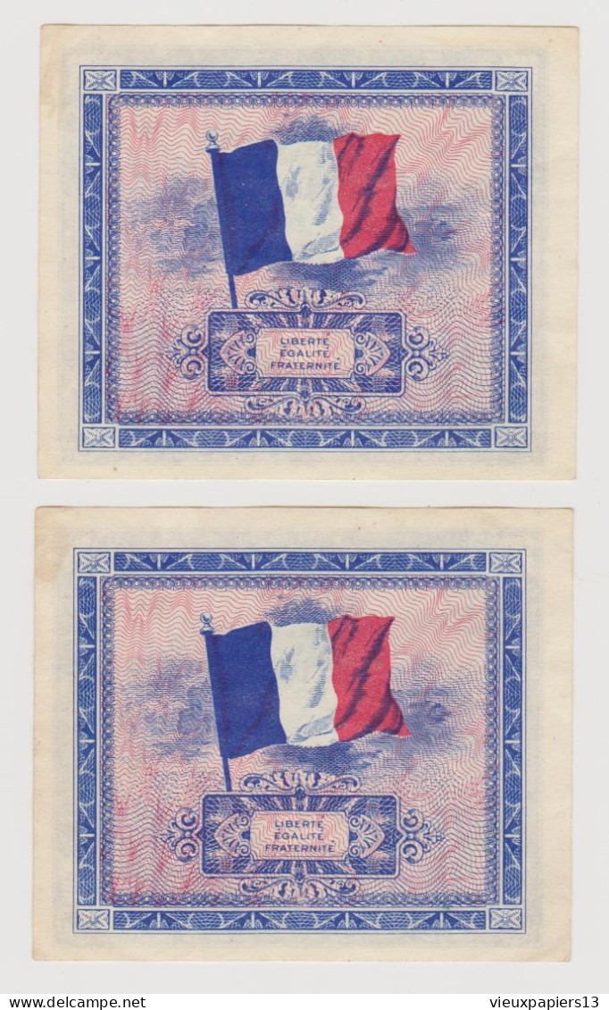 2 Billets Consécutifs 2 FRANCS Série De 1944 Drapeau - En Très Bel état, Sans Plis - 1944 Flag/France