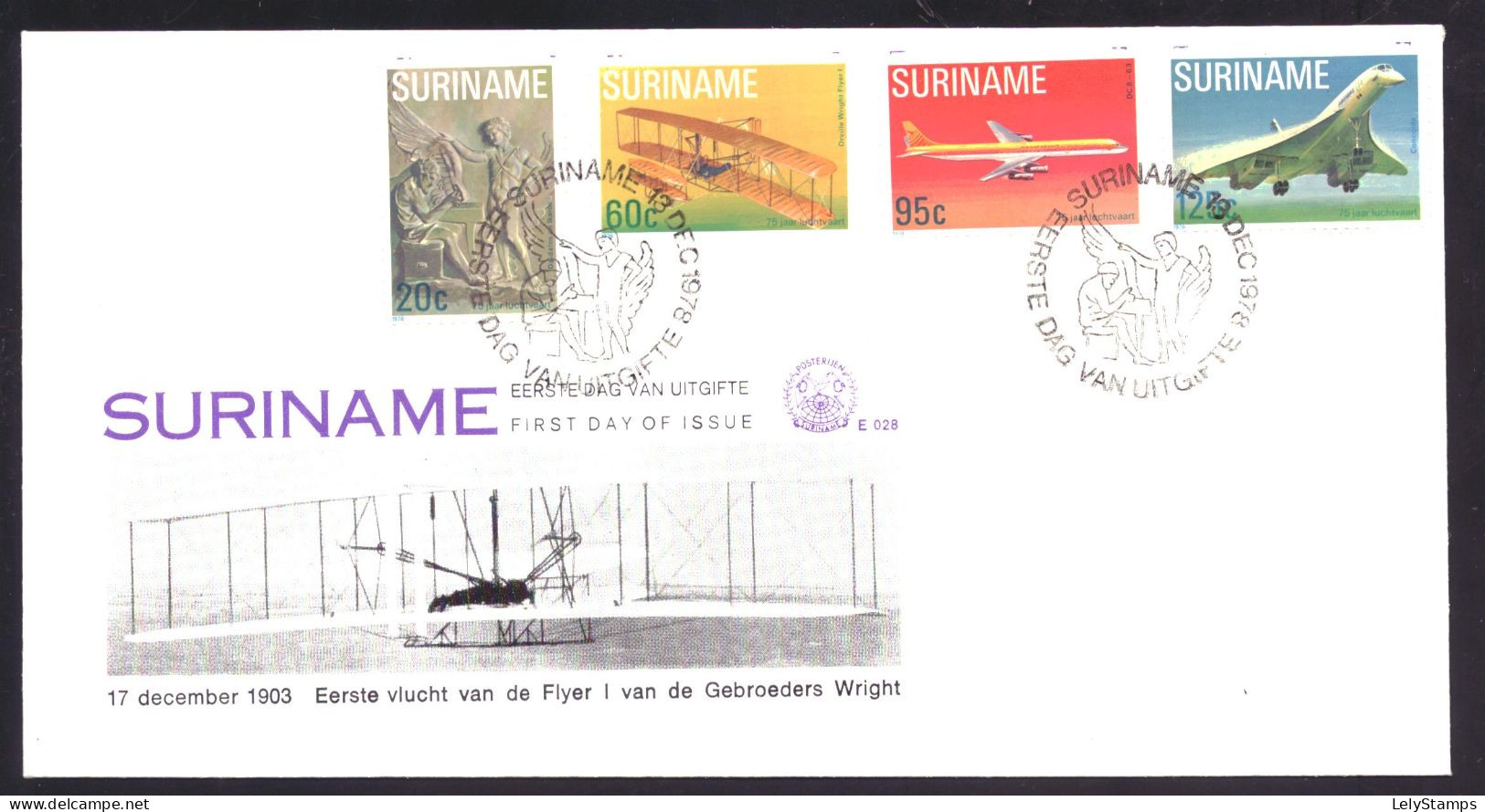 Suriname Republiek / Surinam Republic FDC E028 Airplane (1978) - Suriname