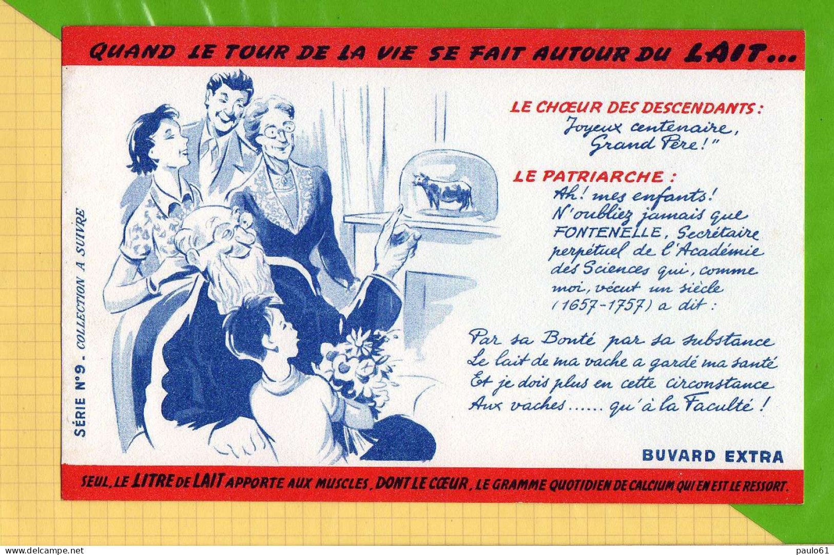 BUVARD &amp; Blotting Paper :Le Lait  Joyeux Centenaire Serie N°9 - Produits Laitiers