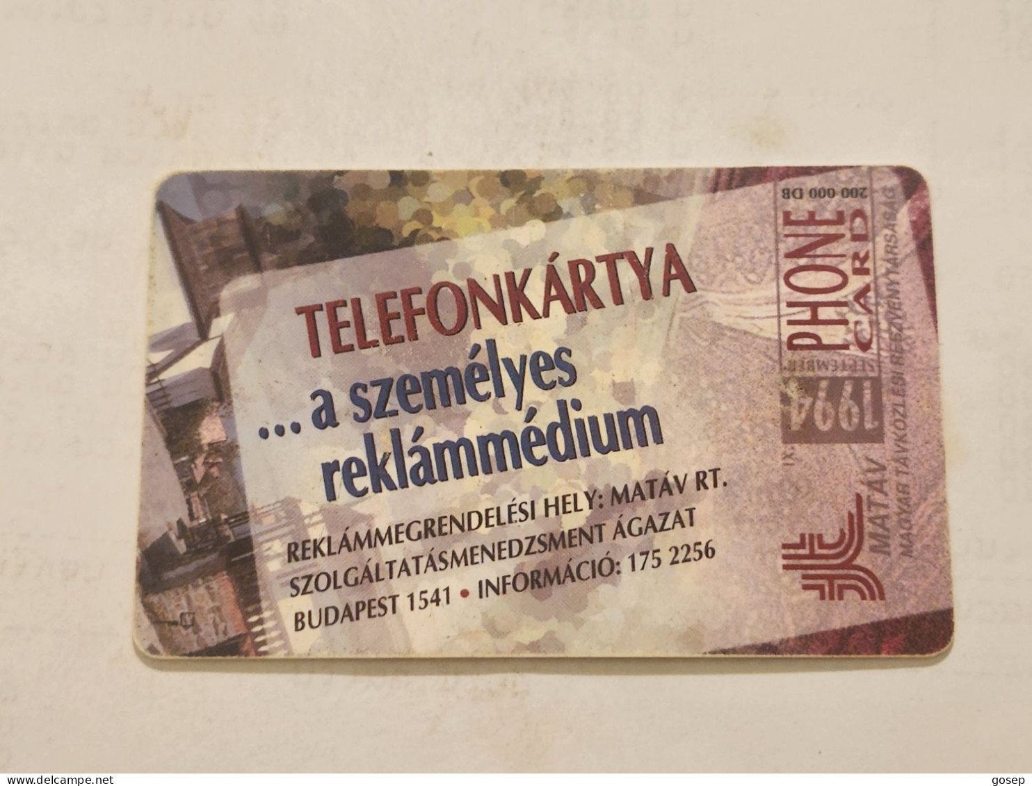 HUNGARY-(HU-P-1994-10A)-Reklám-(196)(50units)(09/1994)(tirage-200.000)USED CARD+1card Prepiad Free - Ungarn