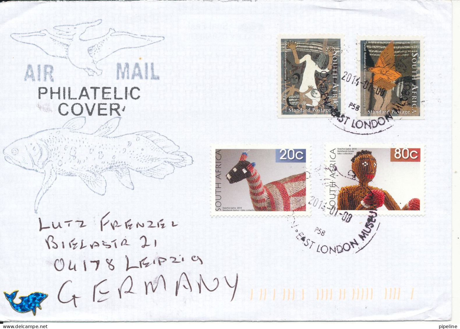 South Africa Cover Sent To Germany 8-1-2014 Topic Stamps - Lettres & Documents