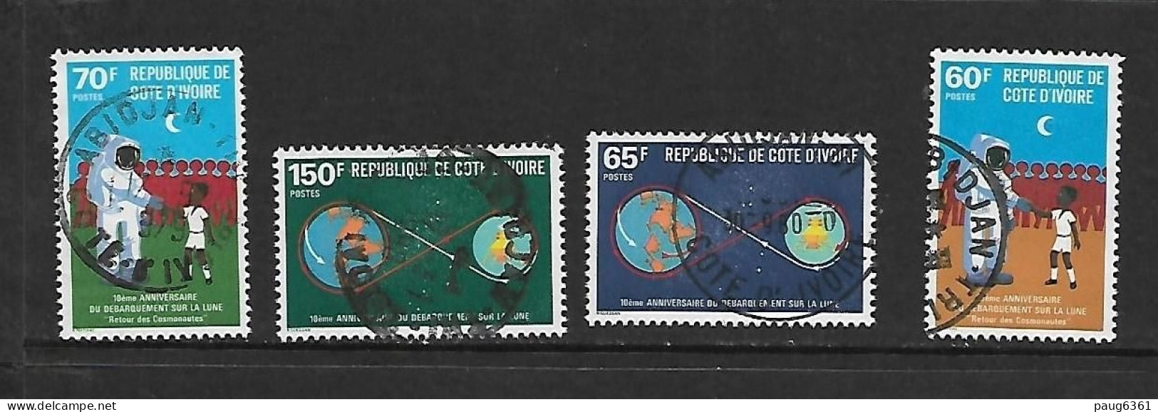 COTE D'IVOIRE 1980   APOLLO 11   YVERT N°529/532 OBLITERE - Afrique