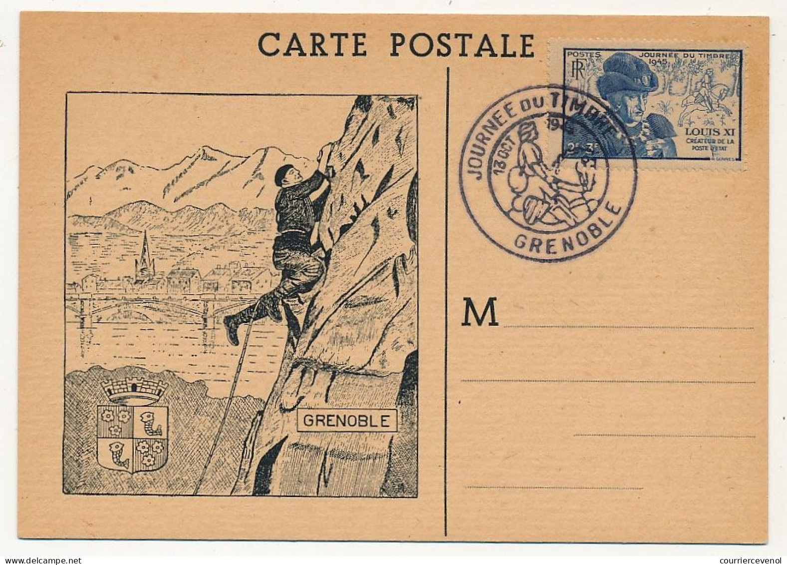 FRANCE => Carte Locale "Journée Du Timbre" 1946 - GRENOBLE - Covers & Documents