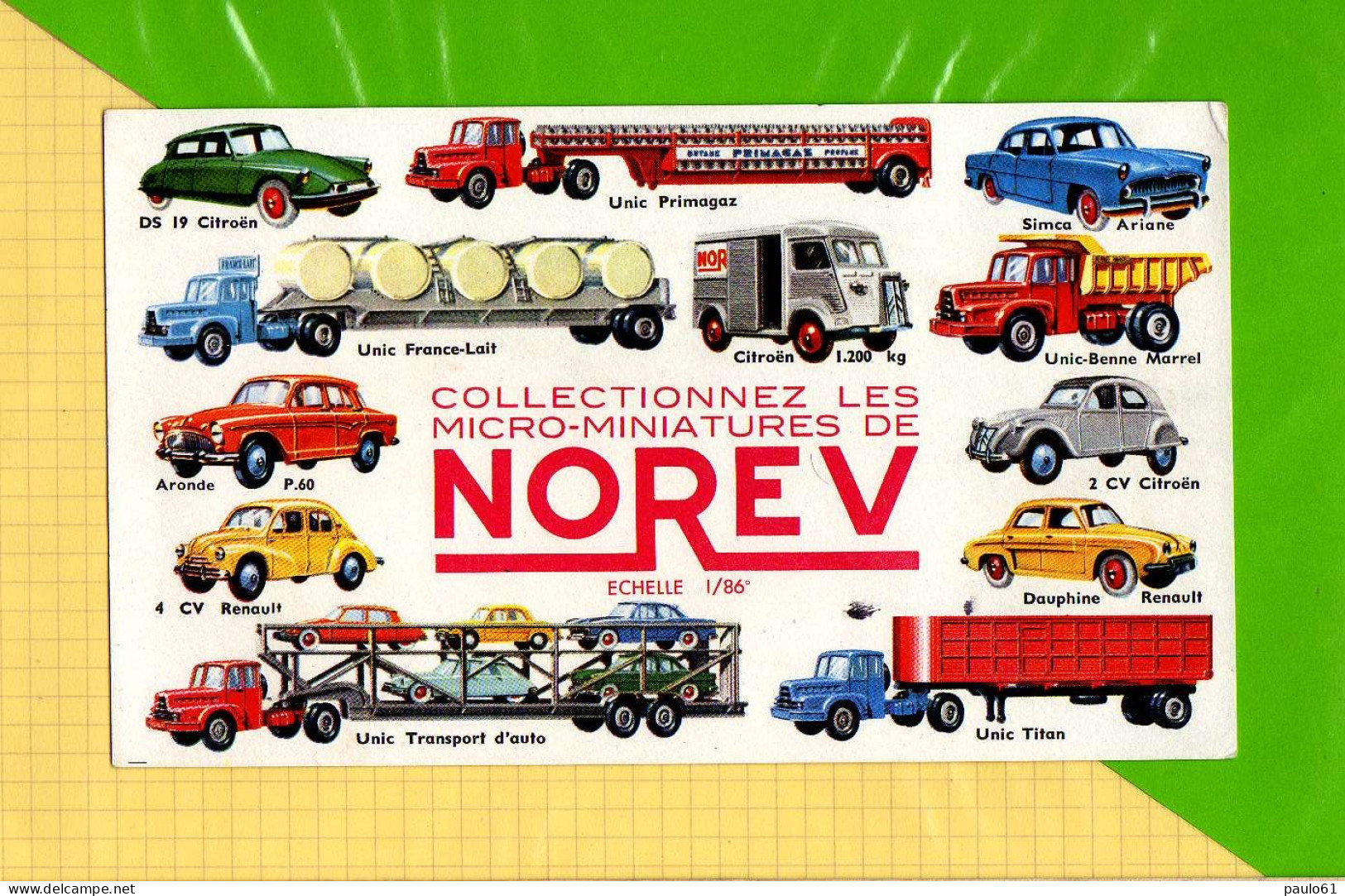 BUVARD & Blotting Paper :Collectionnez Les Micro Miniatures De NOREV Voitures  Et Camions  Ds19  2Cv  Renault Autres - Automóviles