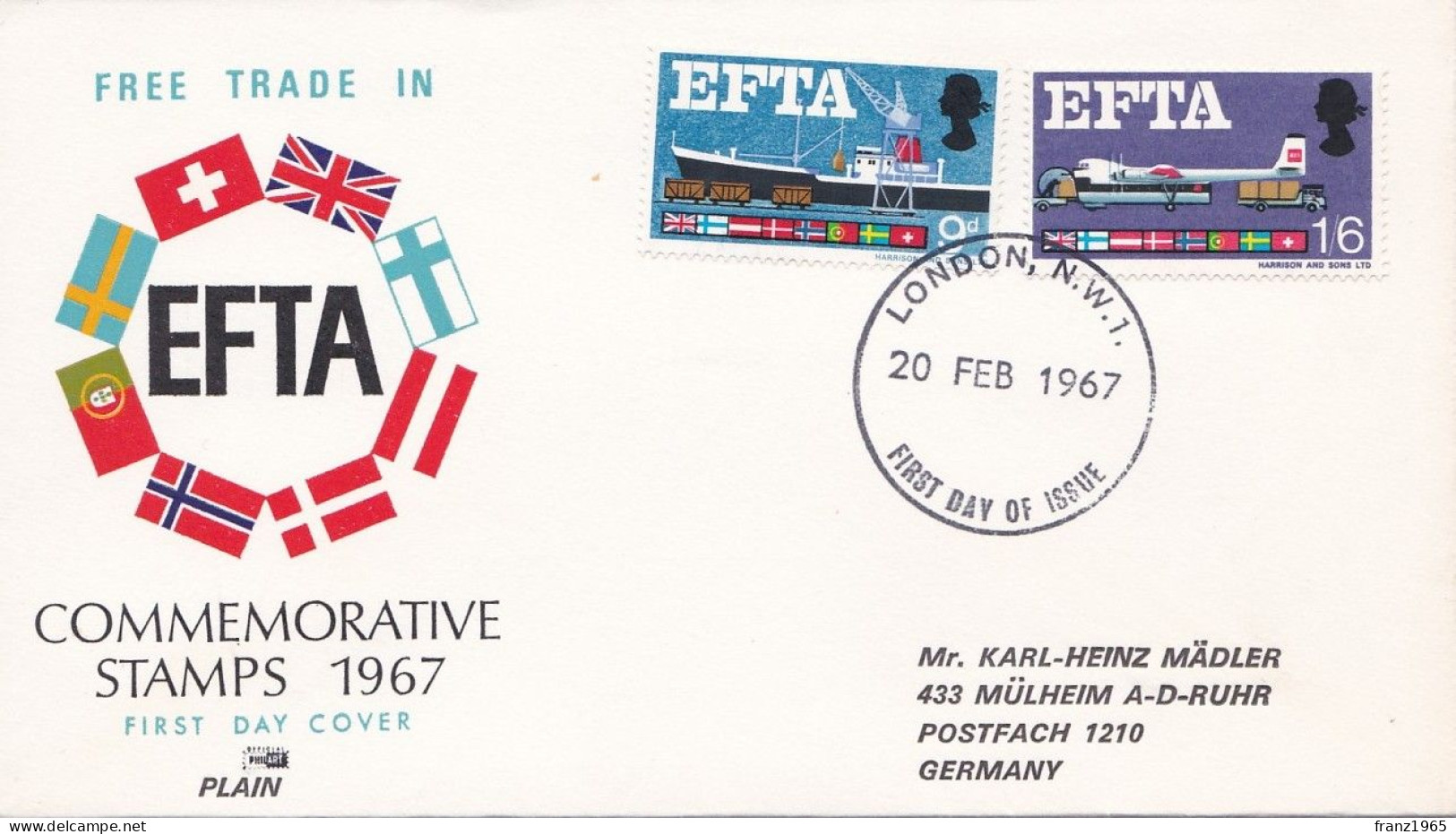 Free Trade In EFTA - 1967 - 1952-1971 Dezimalausgaben (Vorläufer)