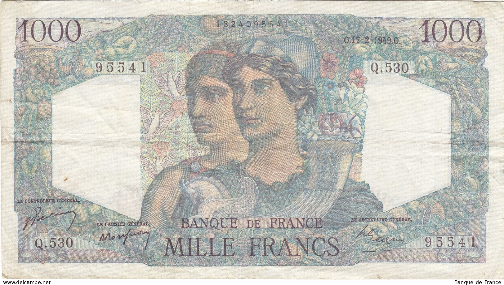 Billet 1000 F Minerve Et Hercule Du 17-2-1949 FAY 41.25 Alph. Q.530 - 1 000 F 1945-1950 ''Minerve Et Hercule''