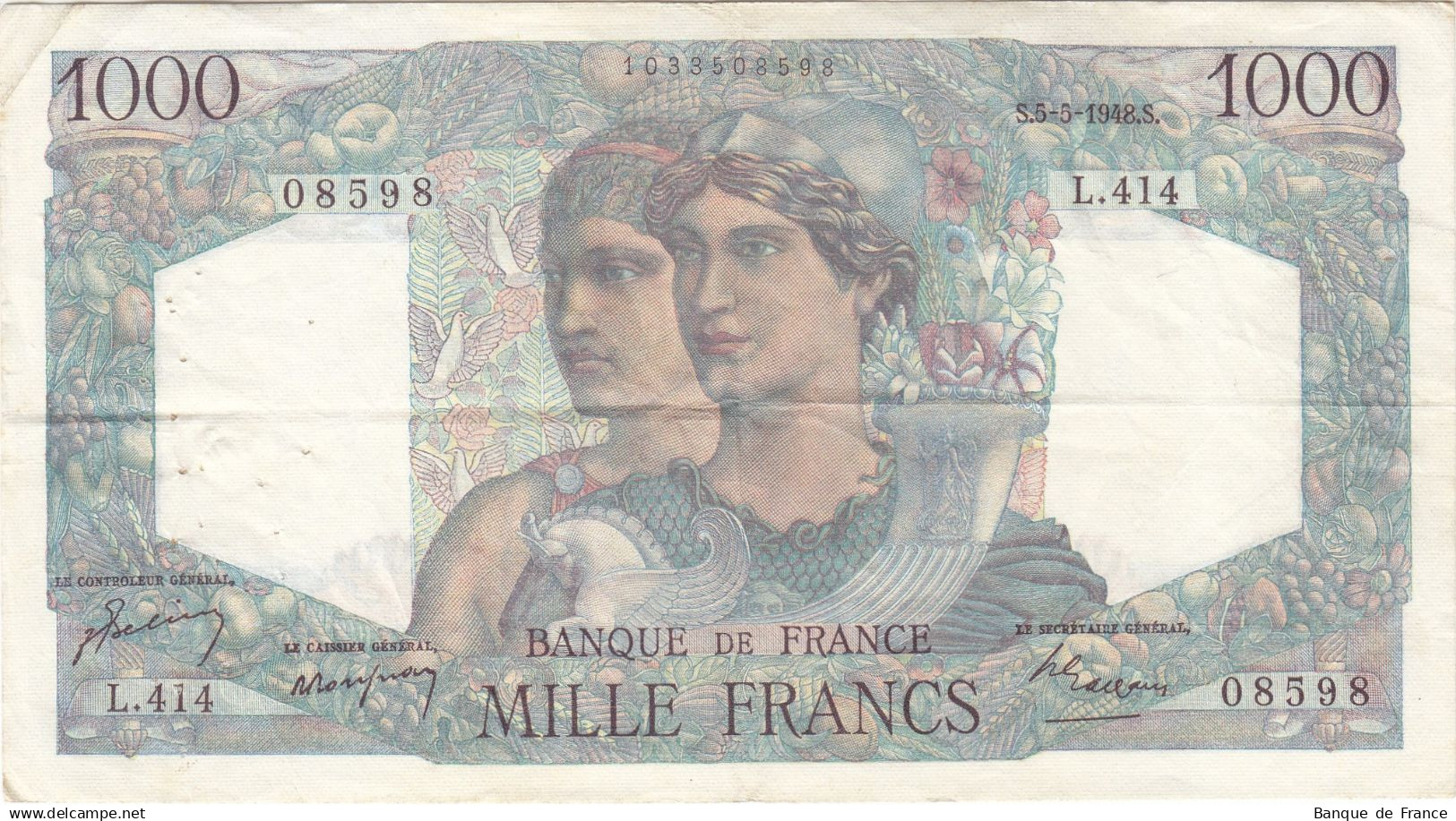 Billet 1000 F Minerve Et Hercule Du 12-7-1945 FAY 41.06 Alph. V.83 - 1 000 F 1945-1950 ''Minerve Et Hercule''