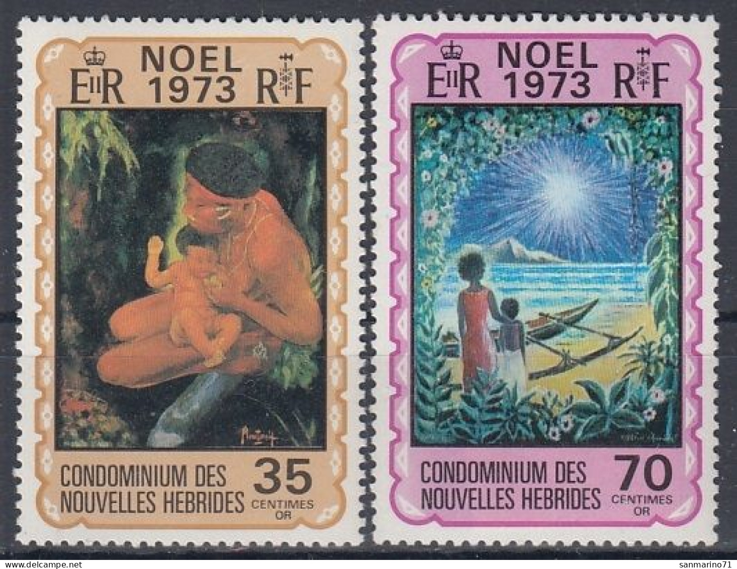 NEW HEBRIDES 373-374,unused,Christmas 1973 (**) - Unused Stamps