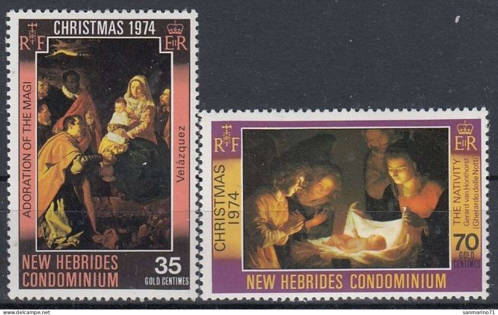 NEW HEBRIDES 401-402,unused,Christmas 1974 (**) - Ungebraucht