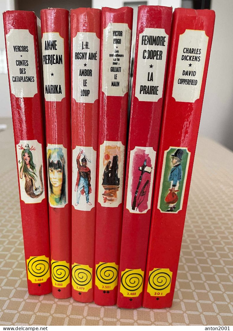 6 Livres De La Collection Spirale - Bibliotheque Rouge Et Or