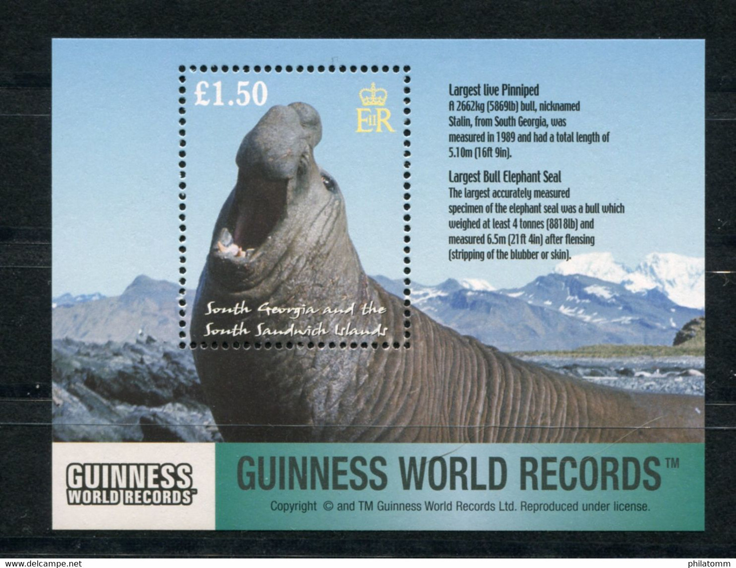 Südgeorgien - Block Nr. 13 - "Antarktische Säugetiere - See-Elefant" ** / MNH (aus Dem Jahr 2002) - Georgias Del Sur (Islas)